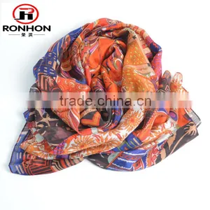 ODM/OEM Fashionable Polyester Brightly Painted Lady Fashion Scarf thumbnail-1