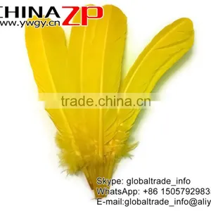 ZPDECOR Crafts Factory Wholesale Plumes Cheap Dyed Yellow Solid Color Turkey Feathers for Fashion Show thumbnail-2