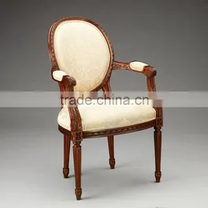 Wholesale French Style Fabric Dining Chair Classic Wooden Louis Chair thumbnail-1