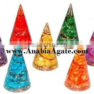 Dyed 7 Chakra Orgone Antenna With Copper Wire Wrapped Set thumbnail-2