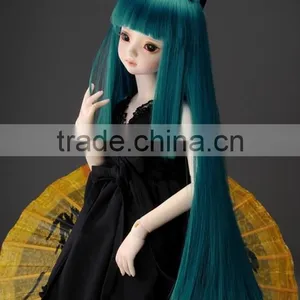 New Style Long Dark Blue Straight 1/4 BJD Doll Wig thumbnail-3