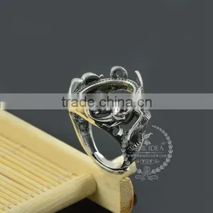 15*20mm 925 Sterling Silver Antiqued Silver Vintage Style Oval Bezel Elephant Ring Base Blank Supplies DIY Findings 1223062 thumbnail-1