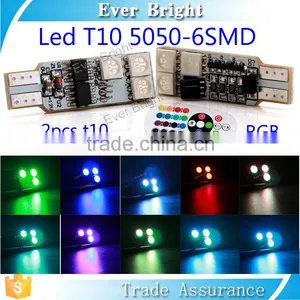 Newest Products Remote Controlled Colorful Led Auto Lamp 2pcs T10 Car Led 5050 Rgb Bulb thumbnail-1