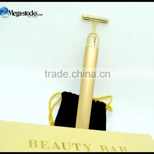 24K Gold Beauty Bar Care Pulse Firming Facial Roller Anti-aging Derma Massager thumbnail-3