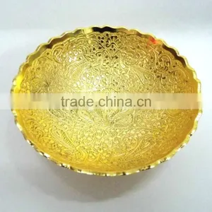 Home Decoration New Design Corporate Gift Item, Return Gift, Brass Gold Plated Leaf Style Tray thumbnail-1