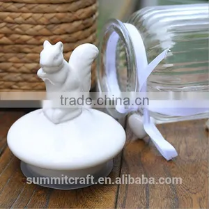 Glass Storage Jar With White Decorative Ceramic Squirrel Lid thumbnail-3