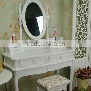 Solid Wooden Dresser Europe Style White Color Bedroom Dressers With Stool Knocked Down Package 90*38*146CM thumbnail-2