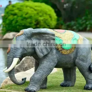 China Supplier Decoration Artwork Factory Garden Fiberglass Elephant thumbnail-1