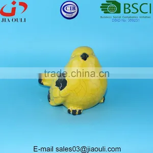 BSCI Audit DEHUA Factory EASTER Decorations Crakle Glazed Yellow Ceramic Bird Figurine Home Decor Accents thumbnail-1