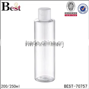 200ml 250ml Hotel Custom Shampoo Bottle Flip Top Cap Clear Round Plastic Packaging Custom Shampoo Bottle thumbnail-1