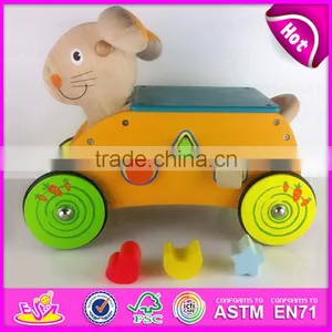 2015 Newly Cheap Kids Wooden Tricycle With Blocks,Lovely Rabbit Design Wooden Tricycle,Comfortable Safe Wooden Tricycle W16A018 thumbnail-3