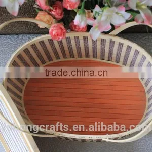 Storage Bamboo Basket With Handle For Picnic thumbnail-6