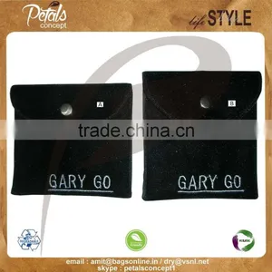 Velvet Flap Pouch With Button Closure thumbnail-1