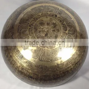 High Quality Chakra and Prayer Mantra Carved Himalayan 7 Metal Healing Singing Bowl thumbnail-4