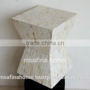 White Mother of Pearl Stool thumbnail-1