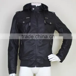 2017 Fashion Mens Leather Jackets With Hood thumbnail-1