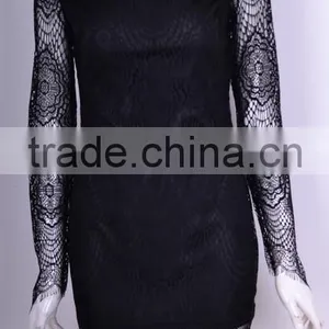 2015 Round Neck Long Sleeve Mini Lace Fashion Homecoming Dresses thumbnail-2