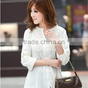 2015 Plus Size Women Clothing Ladies Slim 6XL Floral Lace Blouse Palace Three Quarter Sleeve Cardigan Shirt thumbnail-2