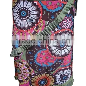New Arrival Print Skirt 100% Cotton Fringe Hem Tight Fit 100% Sexy Hot Skirts thumbnail-2