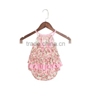 Summer Hot Sale Infant and Toddlers Clothing Romper Boutique Baby Girl Floral Bubble Romper thumbnail-2