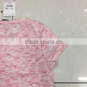 Women Stock Apparel V-neck Slub Cotton T-shirt thumbnail-6