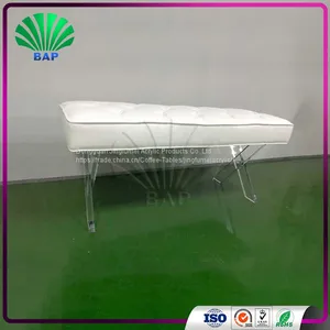Eco-Friendly Milk White Bench Cushion X-Shape Bench Leg Acrylic Bench thumbnail-2