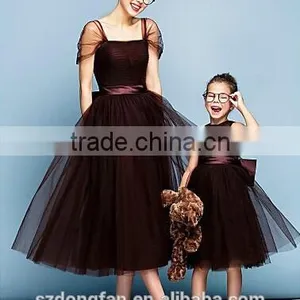 Hot Sale Mom And Daughter Dress Girls Brown Tutu Dress Evening Party Dress thumbnail-1