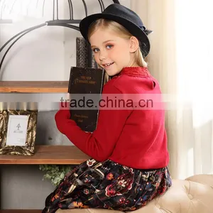 S32503W Hight Quality 100% Cotton Baby Girls Sweater Design Embroidery V-neck Kids Sweaters thumbnail-2