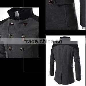 Hot Sale Long Sleeve Woolen Black Navy and Gary Warm 4 Size for Choice Coat of Wool thumbnail-6