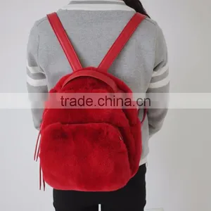 Myfur Customized Dyed Genuine Rex Rabbit Fur Bag Backpack For Teenage thumbnail-1