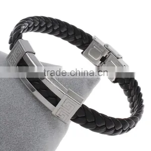 Weaving Leather Charm Bracelet Leather Bracelet Women Letter Pattern PU Cord Leather Men Bracelet thumbnail-1