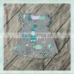 New Design Kids Trendy Dress Patterns Various Fishes Cartoon Designs Children Clothing 2017 Baby Girls Dress thumbnail-1