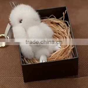 Mink Fur Rabbit Shape Key Chain Different Colors Fur Ball Keychain for Girl's Bag thumbnail-3