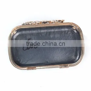 Iron Based Alloy Kiss Clasp Purse Frame Rectangle Clear Rhinestone Gold Plated Flower 16.3cm(6 3/8") x 10.5cm thumbnail-3