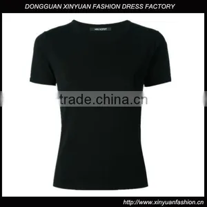 Custom Women Pure Black Plain Short Sleeve T-Shirts,Oem Cotton Blank Plain T Shirts for Women thumbnail-1