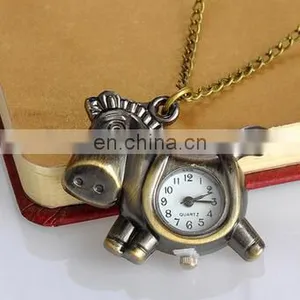 Godbead Charming Design Classic Quartz Antique Pony Pendant Children Pocket Watch Necklace Retro Pocket Watch Wholesale thumbnail-1