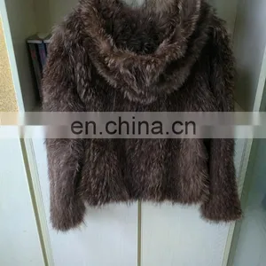 Winter Warm Knitted Raccoon Fur Jackets for Women thumbnail-3