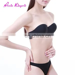 New Arrival Underwire Solid Black Backless Push up Wholesale Strapless Silicone Bra thumbnail-3