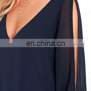 SHIFTING DEARS NAVY BLUE LONG SLEEVE DRESS #RCTD3146 thumbnail-3