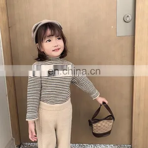 4097/2020 Newest High Quality Mink Cashmere All-match Girl Stripe Top Winter Fashion Warm Kids Clothes thumbnail-5