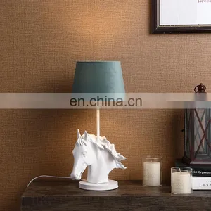 UK Fashion Design Animal Shape White Horse Resin Base Custom Bedside Lamps With Custom Logo thumbnail-3