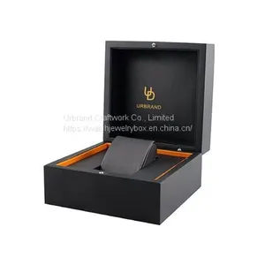 Luxury Custom Watch Packaging Box Wholesale Glossy Black Wood Watch Box With Pillow For Men thumbnail-1