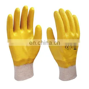 Anti Oil Yellow Nitrile Half Coated Gloves For Car Repair thumbnail-2