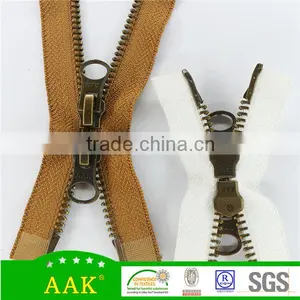 5# Bronze Metal Double Sided Zipper Two Way Open End For Jacket thumbnail-1