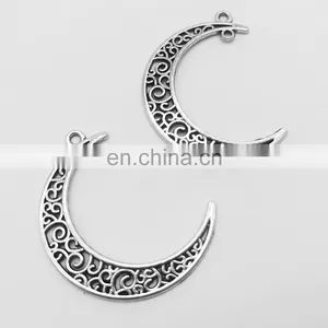 High Quality Zinc Alloy Metal Making Accessories Metal Double Hole Hollowing Out Crescent Shape Charm Pendant Jewelry thumbnail-1