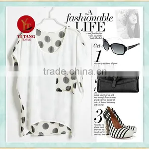 Printed Short Sleeve Chiffon Blouse in Factory Price thumbnail-1