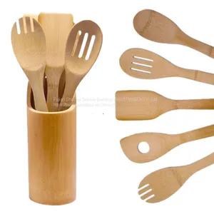 Halloween Bamboo Kitchen Utensil Set Burned/ Christmas Bamboo Wood Cooking Tool Engraved Utensils thumbnail-4
