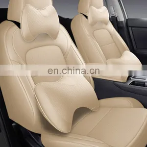 2022 New Factory Price High Quality Beige Memory Foam True Genuine Leather Full Coverage Car Front and Back Sit Seat Cover thumbnail-2