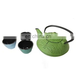 Cast Iron Enamel Japanese Chinese Cup and Teapot Tea Sets thumbnail-4