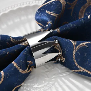 Shiny Gold And Silver Colored Napkin Ring With Crown Shaped thumbnail-3